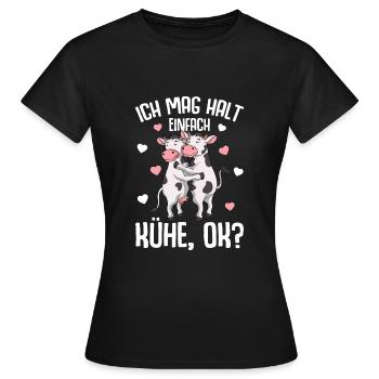 Kuh Ich mag halt Kühe Kinder Mädchen - Frauen T-Shirt - Schwarz - Vorne - AI Model Female 172 dark (172cm)