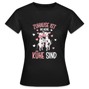 Zuhause ist wo meine Kühe sind Kuh - Frauen T-Shirt - Schwarz - Vorne - AI Model Female 172 dark (172cm)
