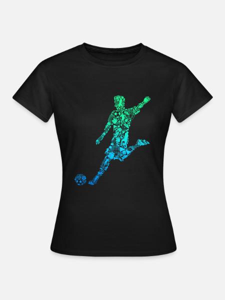 Fußball Fußballer Kinder Jungen Herren - Frauen T-Shirt - Schwarz