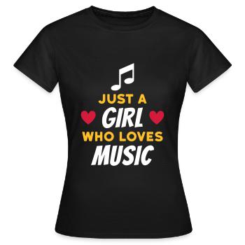 Juste une fille qui aime la musique (note, cœurs) - T-shirt Femme - noir - Devant - AI Model Female 172 dark (172cm)