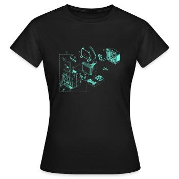 Retro TV technische skizze old school Geschenk - Frauen T-Shirt - Schwarz - Vorne - AI Model Female 172 dark (172cm)