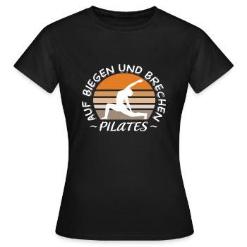 Pilates auf biegen und brechen - Frauen T-Shirt - Schwarz - Vorne - AI Model Female 172 dark (172cm)