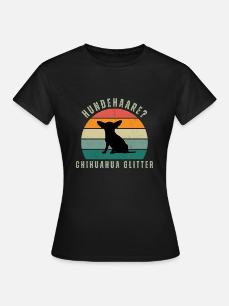 Chihuahua Glitter Retro Sunset - Frauen T-Shirt - Schwarz