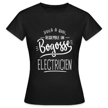 bogosse Electricien cadeau electricien humour - T-shirt Femme - noir - Devant - AI Model Female 172 dark (172cm)