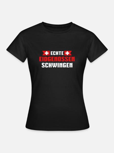 Echte Eidgenossen schwingen - Frauen T-Shirt - Schwarz