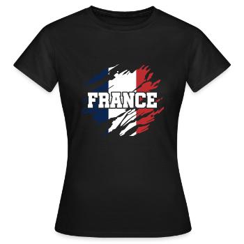 France - T-shirt Femme - noir - Devant - AI Model Female 172 dark (172cm)