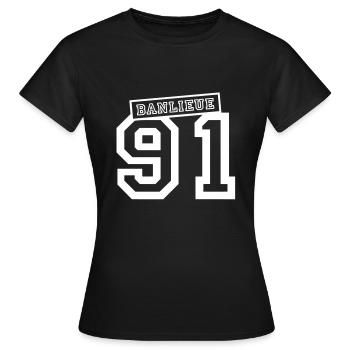 banlieue 91 - T-shirt Femme - noir - Devant - AI Model Female 172 dark (172cm)