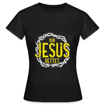 jesus rettet - Frauen T-Shirt - Schwarz - Vorne - AI Model Female 172 dark (172cm)