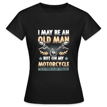 Moto vieil homme - T-shirt Femme - noir - Devant - AI Model Female 172 dark (172cm)