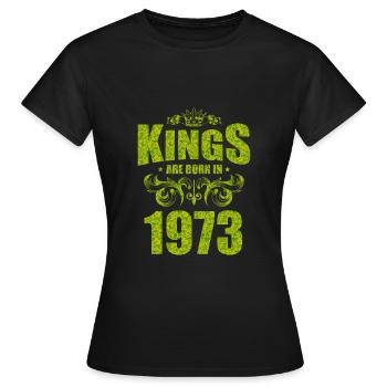 kings are born 1973 - Women's T-Shirt - black - Front - AI Model Female 172 dark (172cm)