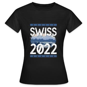 Swiss 2022 - Frauen T-Shirt - Schwarz - Vorne - AI Model Female 172 dark (172cm)