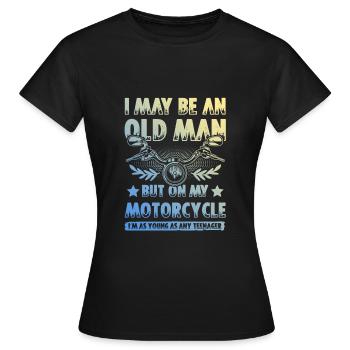 Motorcycle old man - Women's T-Shirt - black - Front - AI Model Female 172 dark (172cm)