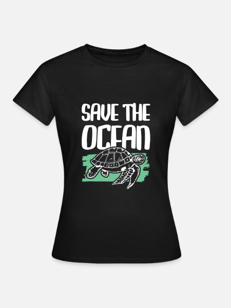 save the ocean schildkröte - Frauen T-Shirt - Schwarz