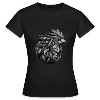 Hahn Portrait - Frauen T-Shirt - Schwarz - Vorne - AI Model Female 172 dark (172cm)