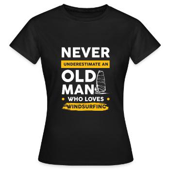 Windsurfing Old Man - Women's T-Shirt - black - Front - AI Model Female 172 dark (172cm)