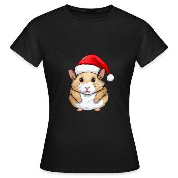 Hamster Christmas Animal Head - Women's T-Shirt - black - Front - AI Model Female 172 dark (172cm)