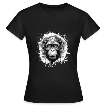 Tête De Singe Portrait Animal - T-shirt Femme - noir - Devant - AI Model Female 172 dark (172cm)