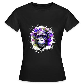 Portrait De Tête De Singe Coloré - T-shirt Femme - noir - Devant - AI Model Female 172 dark (172cm)