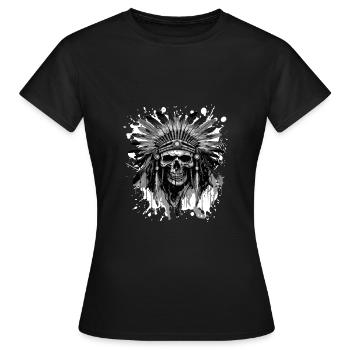 Crâne Apache amérindien - T-shirt Femme - noir - Devant - AI Model Female 172 dark (172cm)