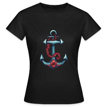 Anker Hafen - Frauen T-Shirt - Schwarz - Vorne - AI Model Female 172 dark (172cm)