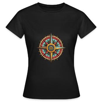 Compass Symbol Signpost Travel - Women's T-Shirt - black - Front - AI Model Female 172 dark (172cm)