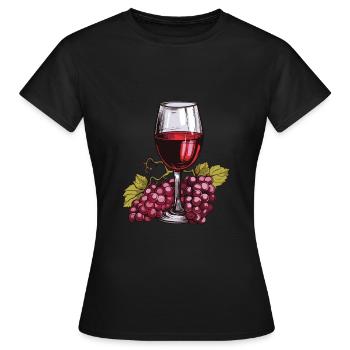 Verre à vin Raisins Vin - T-shirt Femme - noir - Devant - AI Model Female 172 dark (172cm)