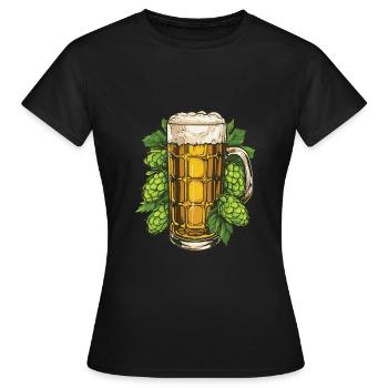 Bierglas Hopfen Malz Bier - Frauen T-Shirt - Schwarz - Vorne - AI Model Female 172 dark (172cm)
