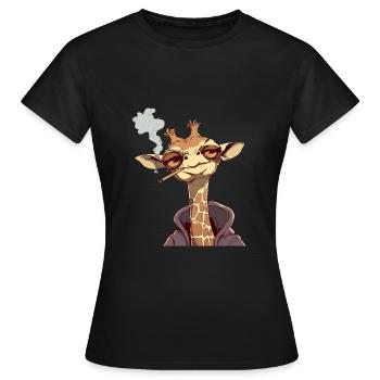 Giraffe Raucher Smoke Joint - Frauen T-Shirt - Schwarz - Vorne - AI Model Female 172 dark (172cm)