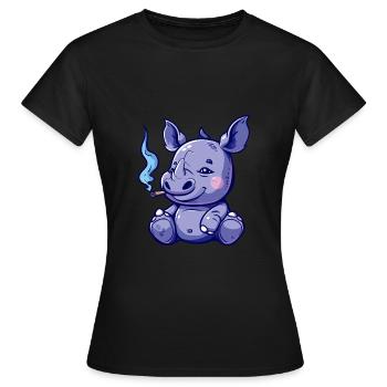 Rhino Smoker Smoke Joint - Women's T-Shirt - black - Front - AI Model Female 172 dark (172cm)