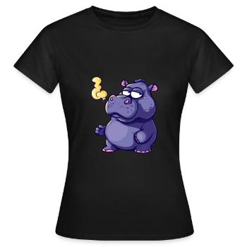 Hippopotamus Smoker Smoke Joint - Women's T-Shirt - black - Front - AI Model Female 172 dark (172cm)