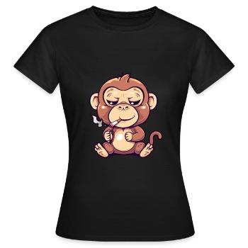 Monkey Smoker Smoke Joint - Women's T-Shirt - black - Front - AI Model Female 172 dark (172cm)