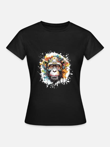 Tête de singe Pop Art - T-shirt Femme - noir