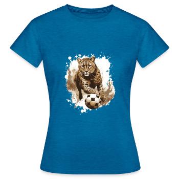 Équipe sportive de football guépard - T-shirt Femme - bleu saphir antique chiné - Devant - AI Model Female 172 dark (172cm)