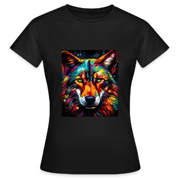Wolf Portrait - Frauen T-Shirt - Schwarz - Vorne - AI Model Female 172 dark (172cm)