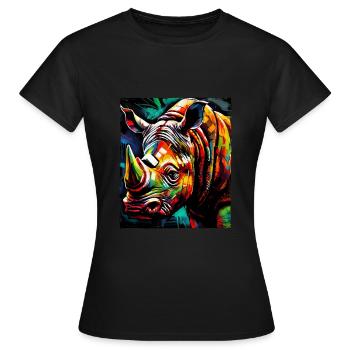 Nashorn Portrait - Frauen T-Shirt - Schwarz - Vorne - AI Model Female 172 dark (172cm)