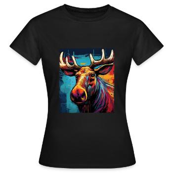 Moose Portrait - Women's T-Shirt - black - Front - AI Model Female 172 dark (172cm)