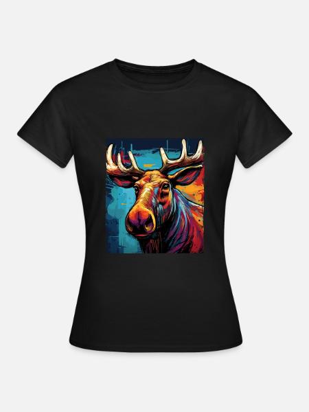 Elch Portrait - Frauen T-Shirt - Schwarz