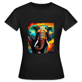 Elefant Portrait - Frauen T-Shirt - Schwarz - Vorne - AI Model Female 172 dark (172cm)