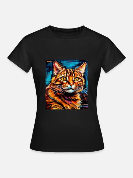 Katze Portrait - Frauen T-Shirt - Schwarz