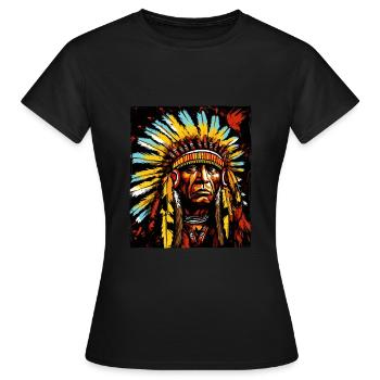 Chef indien apache - T-shirt Femme - noir - Devant - AI Model Female 172 dark (172cm)