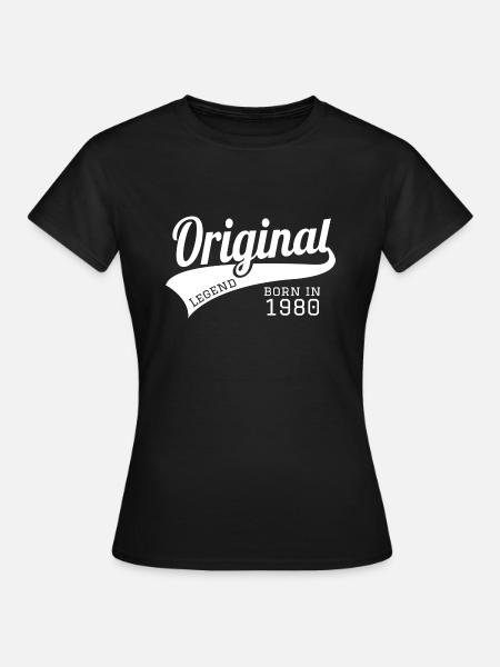 1980 80 present birthday bday year born - gift - Women's T-Shirt - black