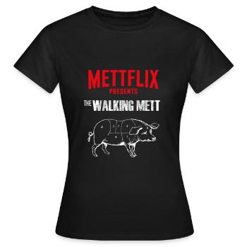 Mettflix présente The Walking Mett - T-shirt Femme - noir - Devant - AI Model Female 172 dark (172cm)