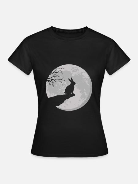 Lapin à la pleine lune Lapin lapin - T-shirt Femme - noir