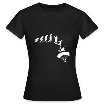 Evolution Fallschirmspringer Skydiver Geschenk - Frauen T-Shirt - Schwarz - Vorne - AI Model Female 172 dark (172cm)