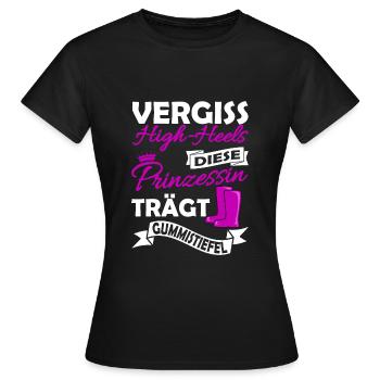 Landwirtin Spruch - Prinzessin Gummistiefel - Frauen T-Shirt - Schwarz - Vorne - AI Model Female 172 dark (172cm)