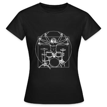 Batteur tambours Batteur Da Vinci - T-shirt Femme - noir - Devant - AI Model Female 172 dark (172cm)
