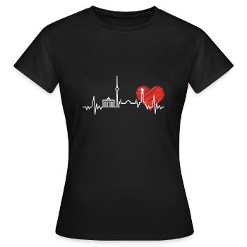 Berlin Herzschlag Skyline Herz Geschenk - Frauen T-Shirt - Schwarz - Vorne - AI Model Female 172 dark (172cm)