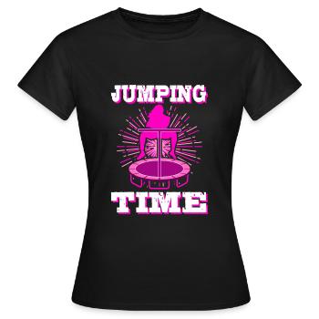 Jumping Trampolin Trendsport Fitness Sport Hüpfen - Frauen T-Shirt - Schwarz - Vorne - AI Model Female 172 dark (172cm)