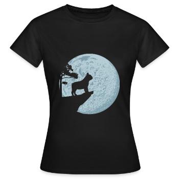 Amoureux des chiens bouledogue français pleine lune - T-shirt Femme - noir - Devant - AI Model Female 172 dark (172cm)