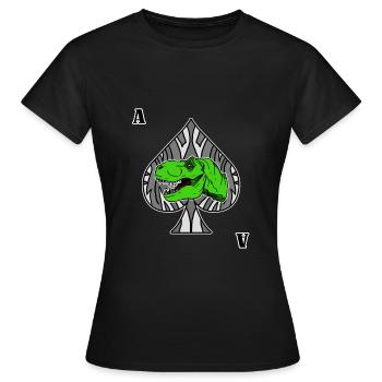 Dinosaurier Pokerstar Trex Pikass, Skat, Poker - Frauen T-Shirt - Schwarz - Vorne - AI Model Female 172 dark (172cm)